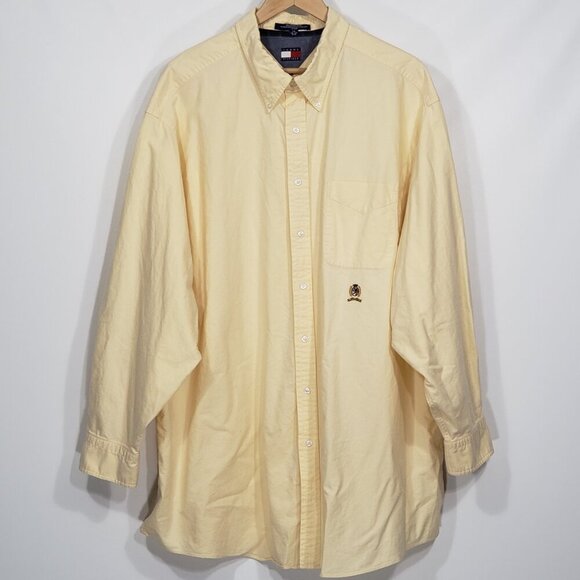 Tommy Hilfiger  Yellow Button Down Shirt  Men's Big & Tall  19" neck    34"-35" - Picture 1 of 5